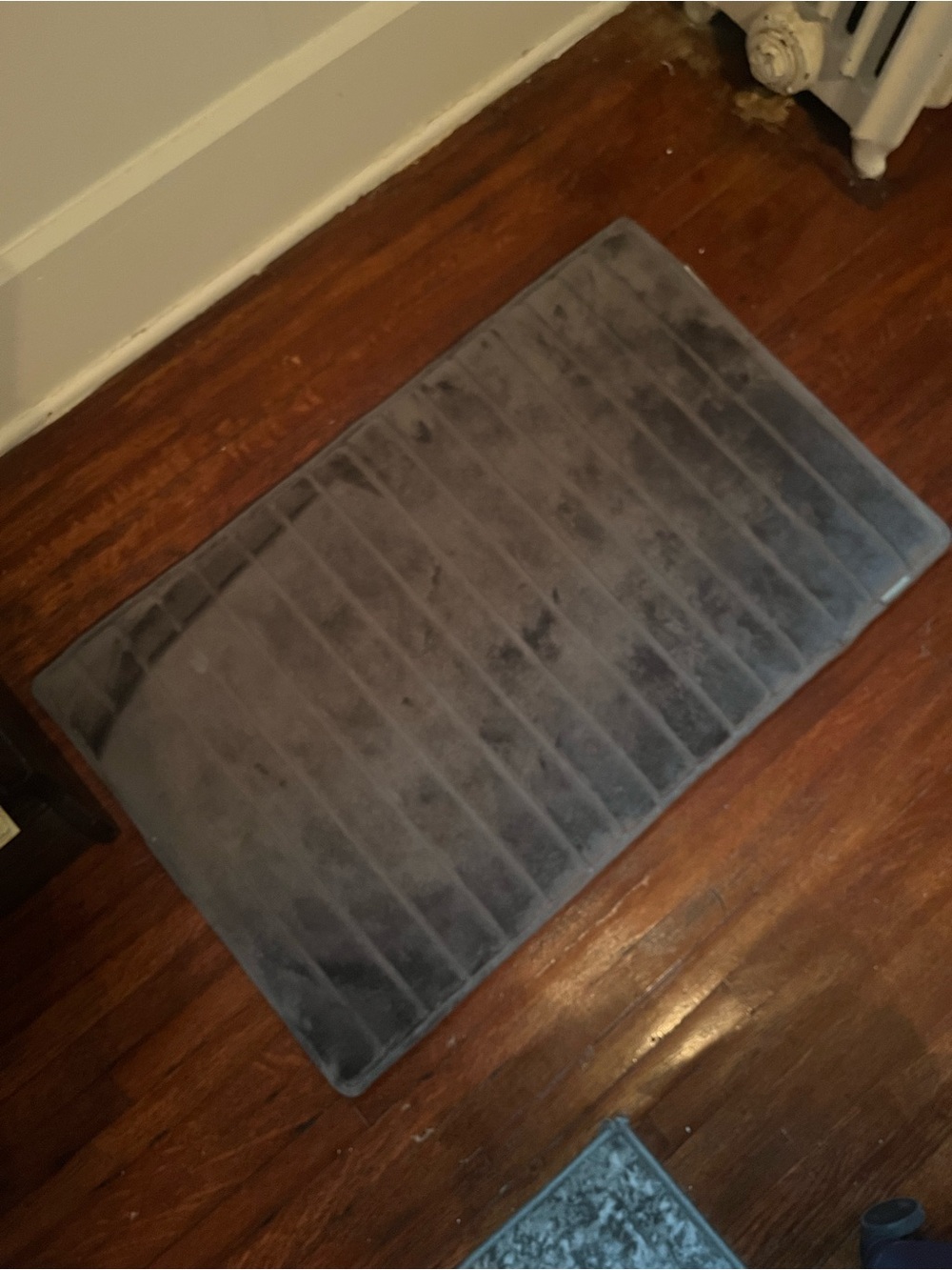 Plush Rectangular Bath Mat in Gray